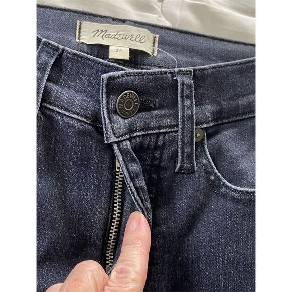 Madewell Low Rise Stovepipe Jeans Dark Blue Denim Slim Straight Size 25 - Picture 5 of 10
